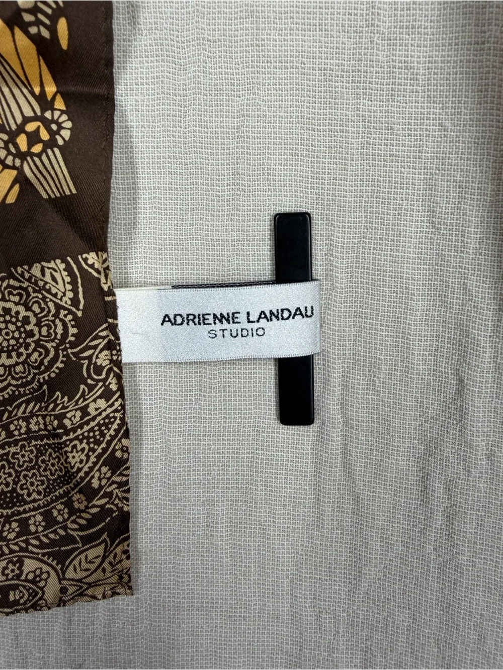 Adrienne Landau Studio 100% Silk Butterfly Scarf Brown Gold